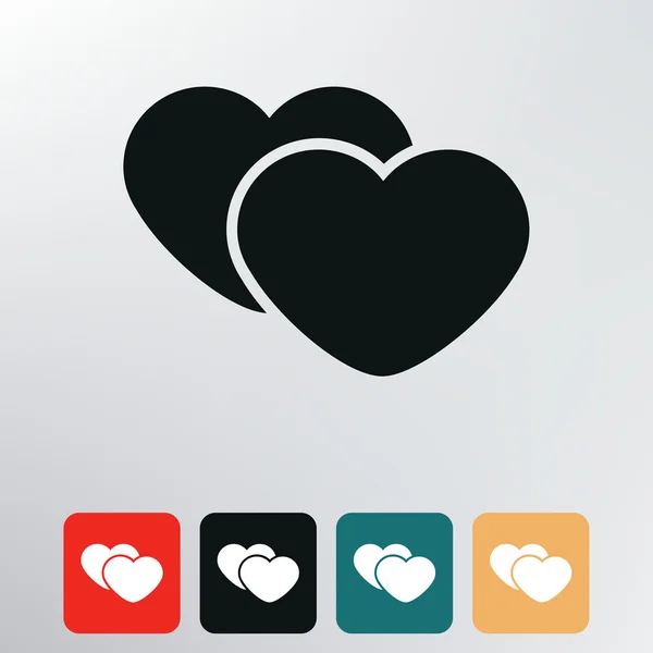 Icono de dos corazones . — Vector de stock