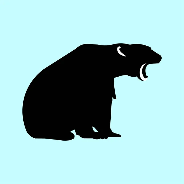 Sílhueta Isolada Vetor Urso Selvagem Ártico Branco Polar Sentado Com —  Vetores de Stock
