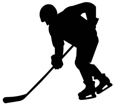 Önünde sopası olan bir hokey oyuncusunun izole edilmiş silueti.