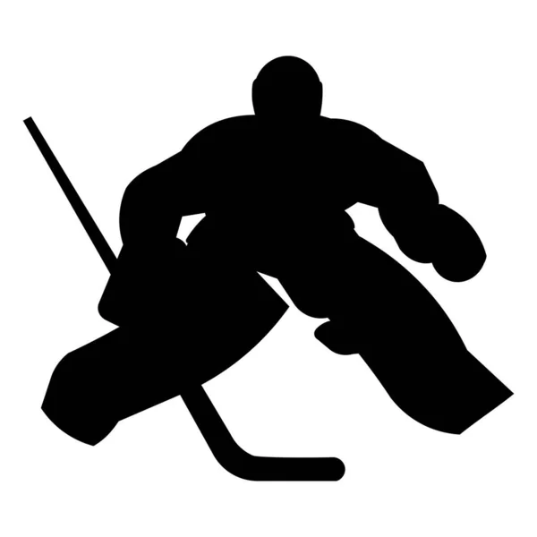 Vector Isolated Silhouette Hockey Team Goalkeeper Standing Goal Full Uniform — Stock Vector