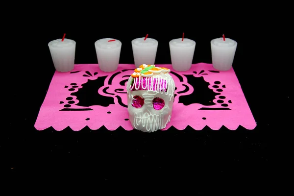 Sugar Candy Shape Traditional Mexican Skull Decoration Party Day Faithful — Stock Photo, Image