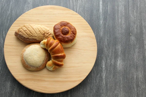Édes Kenyér Bisquet Croissant Ojo Pancha Gusano Frissen Készült Mexikói — Stock Fotó