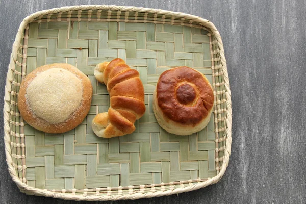 Mexický Sladký Chléb Jako Sušenka Croissant Strouhaný Nadýchaný Červ Čerstvý — Stock fotografie