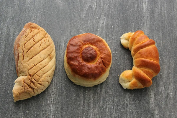 Pão Doce Mexicano Como Biscoito Croissant Ralado Verme Fofo Fresco — Fotografia de Stock