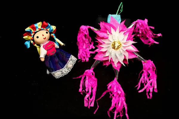 Piata Mexicana Rosa Para Decorar Celebrar Férias Natal Cheias Frutas — Fotografia de Stock
