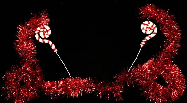 Рождественские Палочки Рамка Сообщения Счастья Добрых Пожеланий Вместе Мексиканским Цветком — стоковое фото
