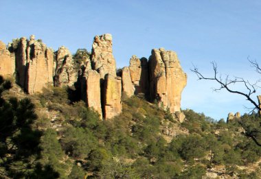Park in Mexico Sierra de Organos with large rock formations in desert environment in Sombrerete Zacatecas