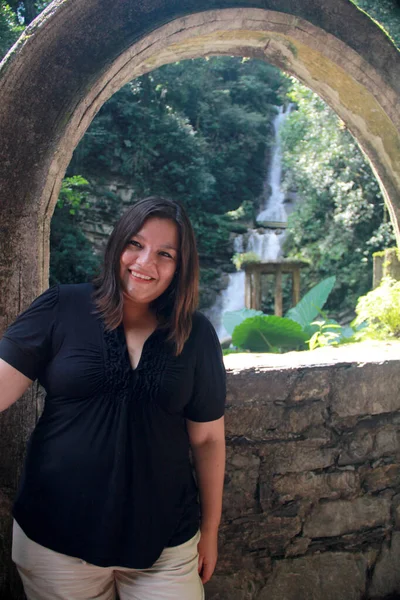 Latin Adult Woman Walks Mexican Magical Town Xilitla San Luis — Stock Photo, Image