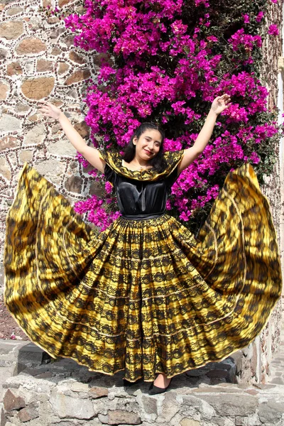 Mujer Joven Viste Vestido Regional Tradicional Del Estado Chiapas México — Foto de Stock