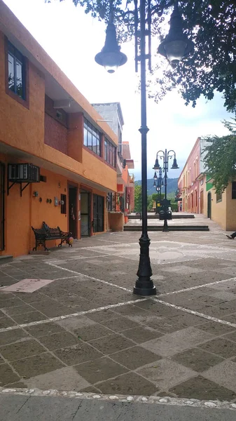 Ruas Tranquilas Solitárias Estilo Colonial Mágica Cidade Mexicana Jalpan Serra — Fotografia de Stock