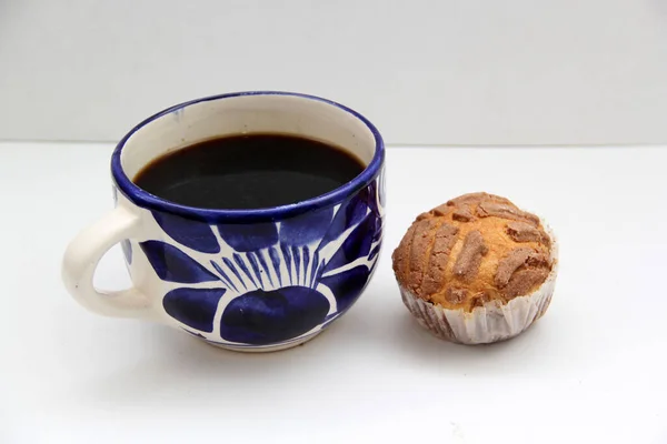 Fresh Delicious Fluffy Mexican Bread Manteconchas Cupake Type Vanilla Chocolate —  Fotos de Stock