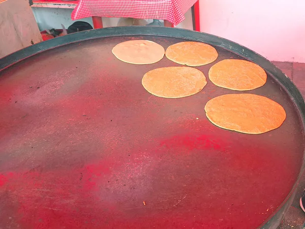 Mexikanska Tortillas Komal Nyligen Gjord Med Majsdeg Stad Mexiko Beredda — Stockfoto