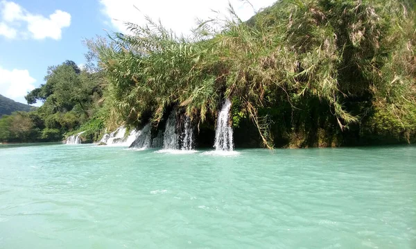 Tamul Waterfall Municipality Aquismn Huasteca Potosina Crystal Clear Water You — Fotografia de Stock