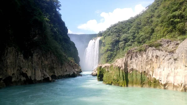 Tamul Waterfall Municipality Aquismn Huasteca Potosina Crystal Clear Water You — Fotografia de Stock