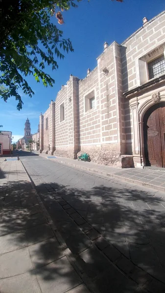 Strade Coloniali Della Città Zacatecas Strutture Del Messico Fatte Cava — Foto Stock