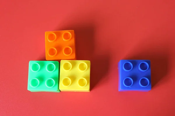 Blocos Plástico Para Brincadeiras Infantis Podem Ser Construídos Tem Conceito — Fotografia de Stock