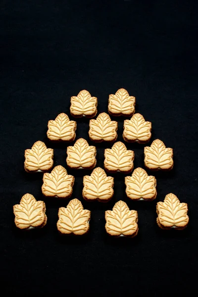 Köstliche Kekse Gefüllt Mit Vanillecreme Die Mit Honig Oder Ahornsirup — Stockfoto