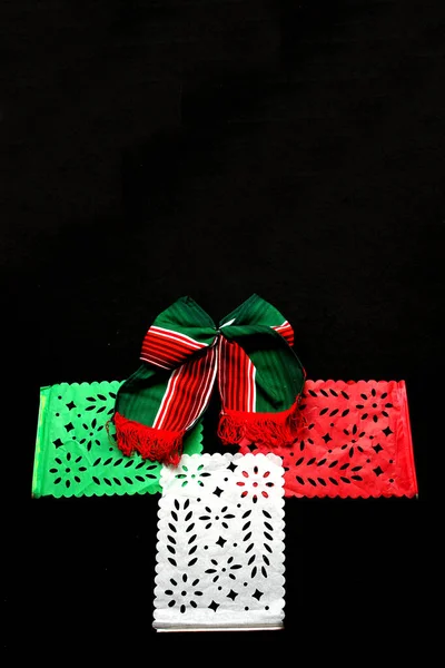Dekorativní Předměty Mexické Strany Praporce Zelená Bílá Červená Trikolórová Kravata — Stock fotografie