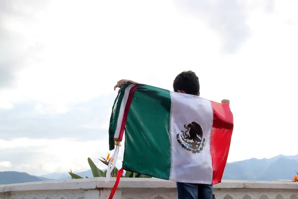Latin Mexican Boy Years Shows Flag Mexico Proud His Culture — Stock Photo, Image