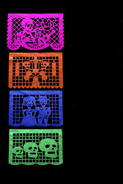 Colored Papel Picado Offering Mexican Tradition Day Dead All Saints — Stock Photo, Image