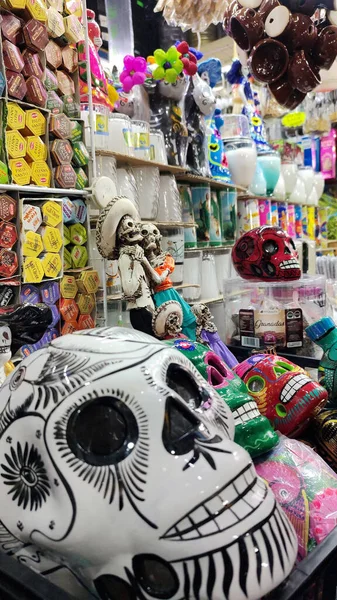Ciudad México México Oct 2022 Artesanías Mexicanas Tradicionales Cráneos Pintados — Foto de Stock
