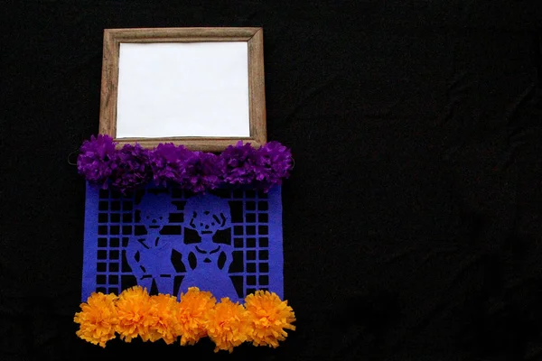 Objetos Decorativos Para Altar Dia Dos Mortos Fazem Quadro Para — Fotografia de Stock