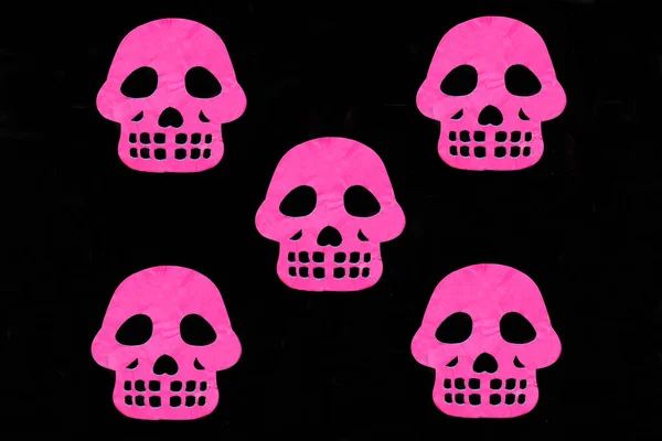 Цветной Бумажный Пикадо Подношения Мексиканскую Традицию Дня Мертвых Святых Черепом — стоковое фото