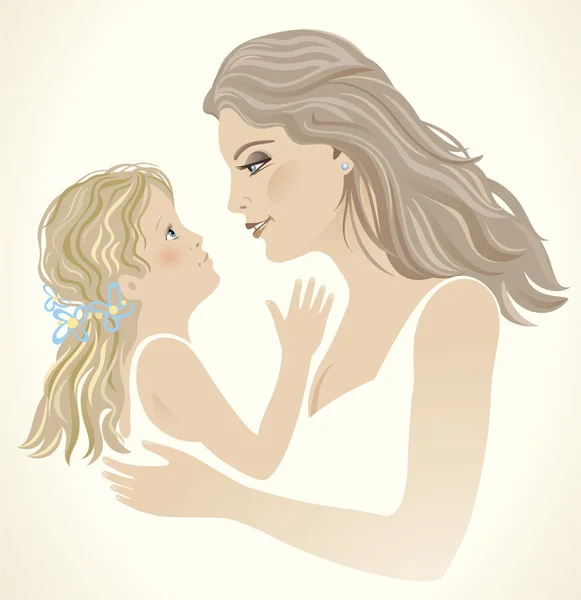 A little girl seeks to mom — Stock Vector