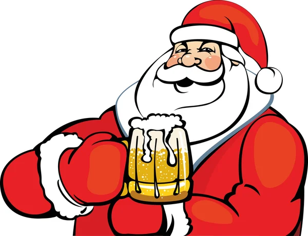 Santa Claus with a mug of beer — Stock Vector