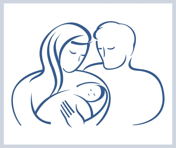 Glückliche Familie mit dem Neugeborenen — Stockvektor