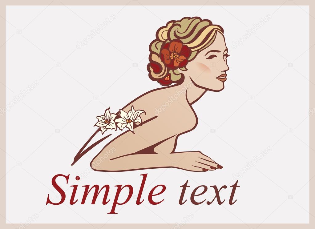 Vector illustration of a girl. Suitable for labels, logo or sketch of the trade mark