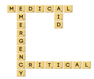 Scrabble türü metin tıbbi acil kritik