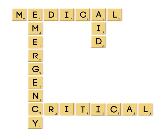 Scrabble tipo texto- emergência médica crítica Fotos De Bancos De Imagens
