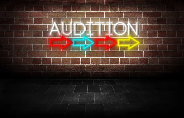 Audition neon skylt riktning Stockfoto