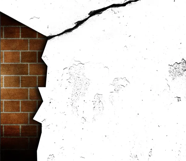 Craked open wall with inner brickwall visible — Stock Photo, Image