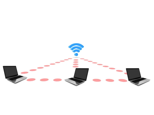 Wifi를 공유 하는 여러 장치가 — 스톡 사진