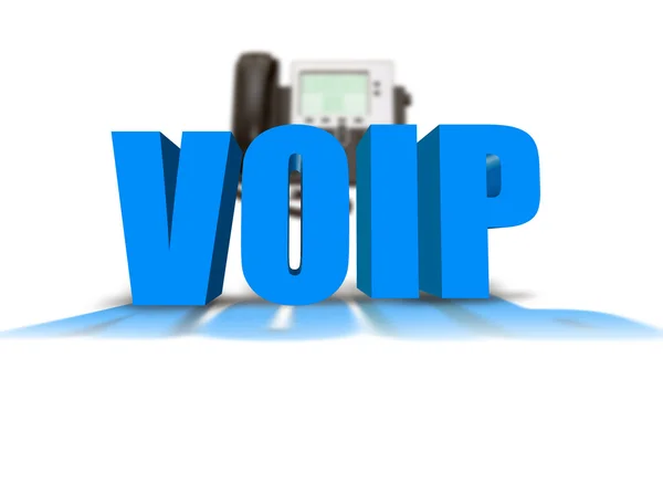 VoIP-Text mit IP-Telefon im Hintergrund — Stockfoto