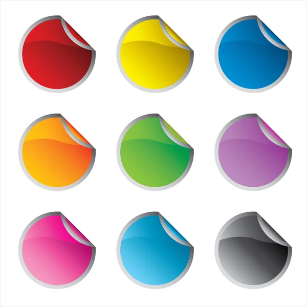 Glossy colorful circle stickers set vector — Stock Vector