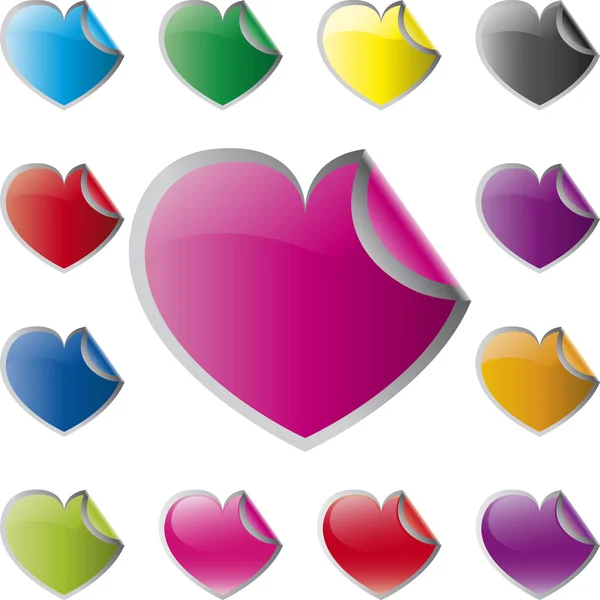 Glossy heart shaped stickers set vector — Stock Vector