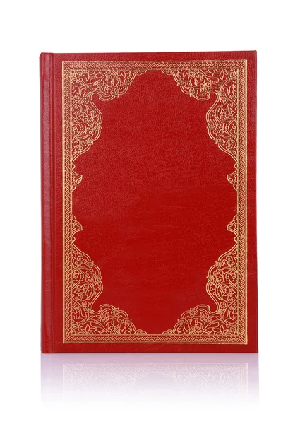 Old red book with gold color ornament on cover isolated on white — Stock Photo, Image