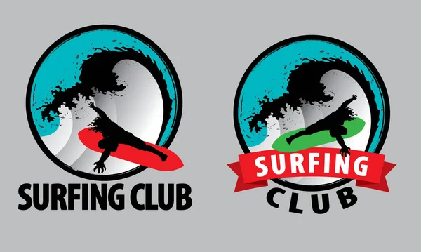 Разнообразие Логотипов Серфинг Клуба Вектор Эффектом Щетки — стоковый вектор