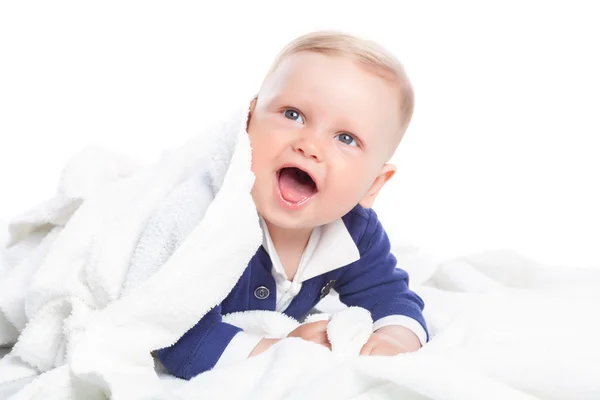 Baby is lying down on floor — Stock Photo, Image