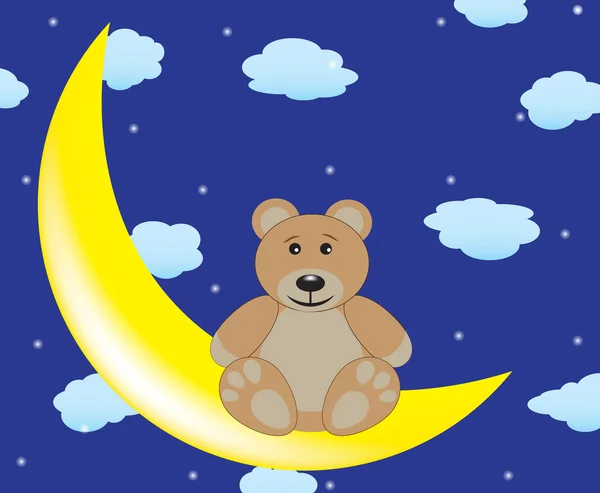 Bear is sitting on the moon — Stock Vector