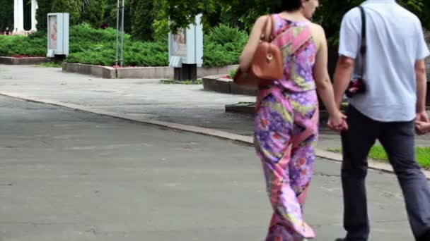 Rosja, Orłowska - 31 maja 2014: duża rodzina jest spaceru w parku — Wideo stockowe