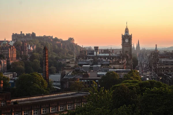Top view of Princes Street at sunset — Stock Photo, Image