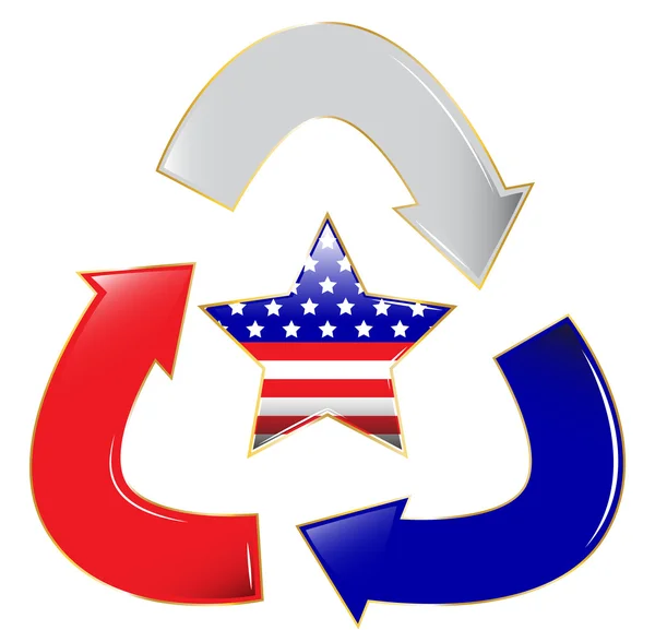 Recycle patriottische ster — Stockvector