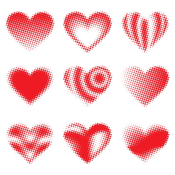 Corazones de medio tono — Vector de stock