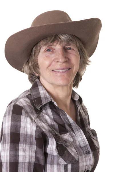 Aged cowboy woman — Stock Photo, Image