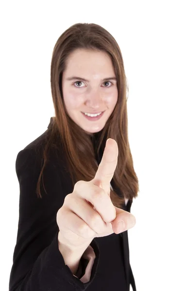 Mulher de negócios apontando dedo para wiever Fotografia De Stock