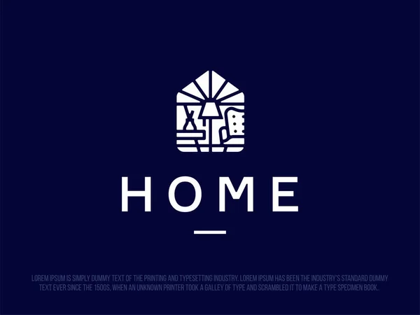Logo Professionnel Moderne Pour Maison Avec Détails Intérieurs — Image vectorielle